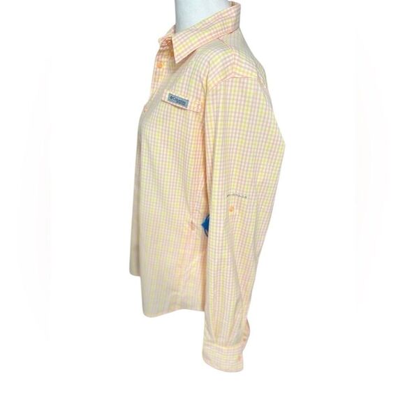 Columbia women nwt yellow pink long sleeve shirt button down medium - Picture 3 of 11
